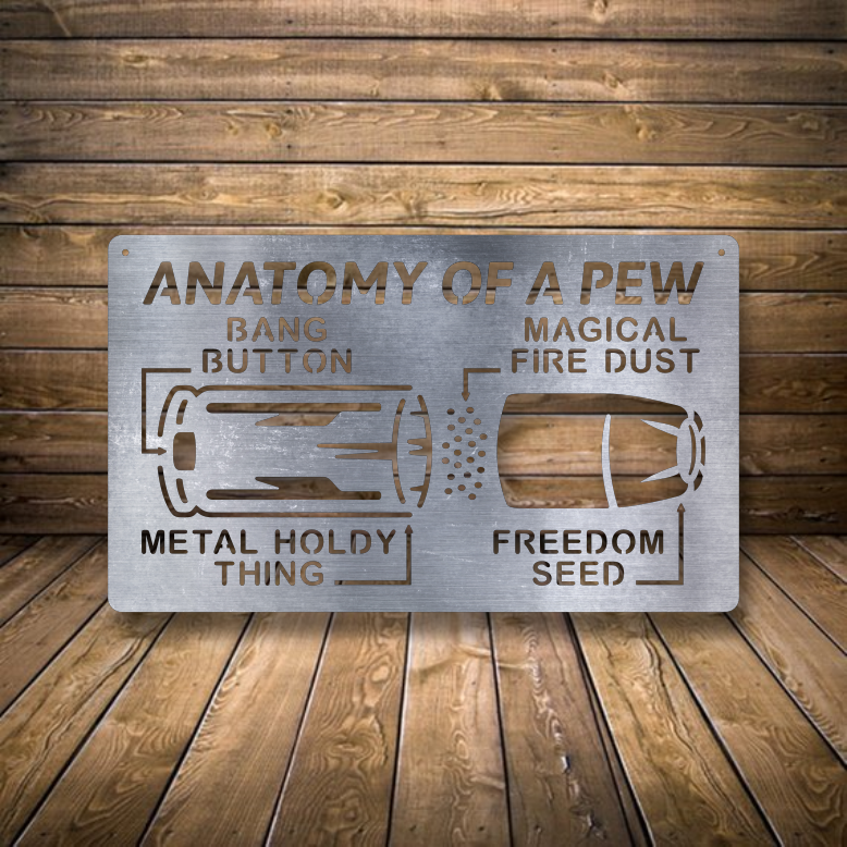 Anatomy of a Pew - Metal Powder Coated Sign