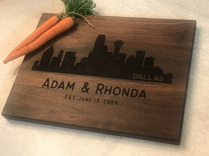 City Scape Cutting Board with Anniversary Date